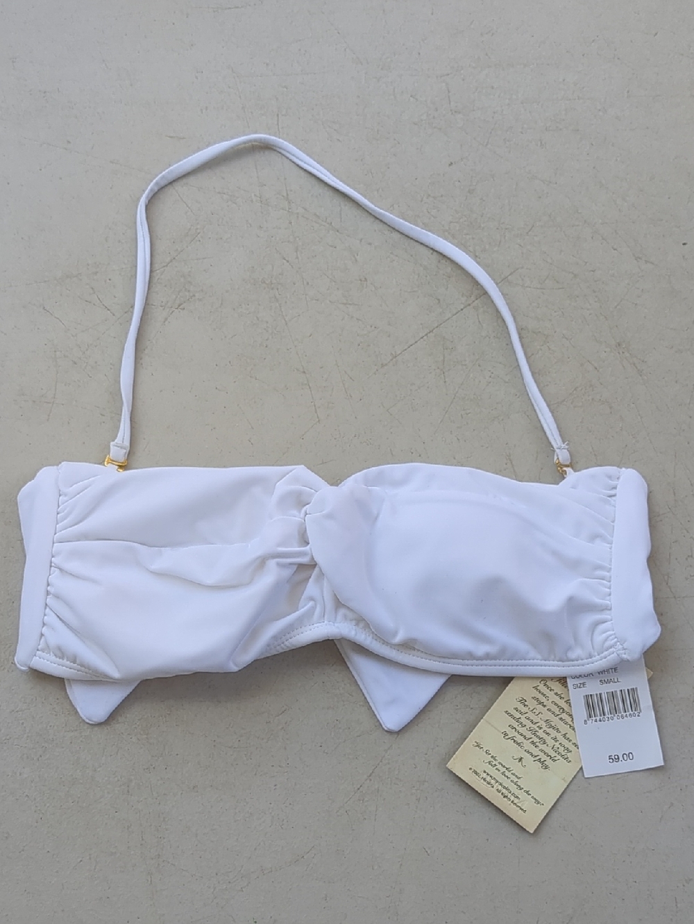 Nicolita White Bandeau Bikini Top with Removable Strap